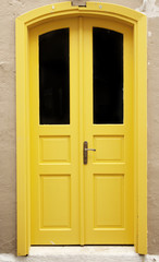 Yellow wooden door