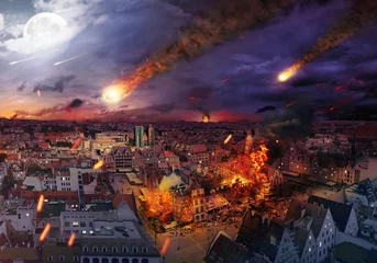 Fotobehang Apocalypse caused by a meteorite © konradbak