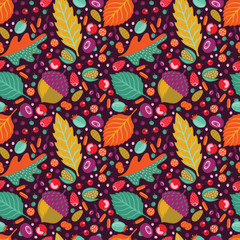Autumn floral seamless pattern