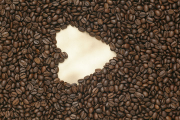 Caffe edition, coffee beans on old paper