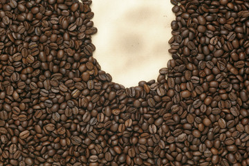 Caffe edition, coffee beans on old paper