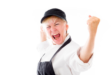 model isolated on plain background screaming