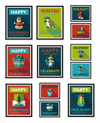 Christmas poster banner design flat background set, eps10