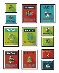 Christmas poster banner design flat background set, eps10