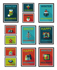 Fototapeta premium Christmas poster banner design flat background set, eps10