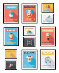 Baby poster flat banner design flat background set, eps10