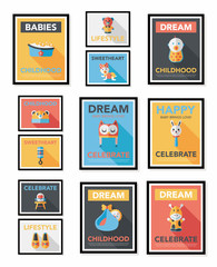Fototapeta na wymiar Baby poster flat banner design flat background set, eps10