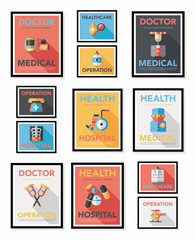 Hospital flat banner design flat background set, eps10