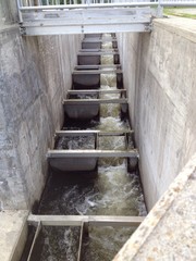 Fototapeta na wymiar a fish ladder built into a dam to allow fish migration