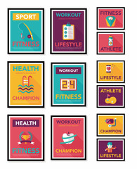 Sport poster flat banner design flat background set, eps10