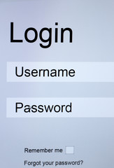 Login and password on monitor screen