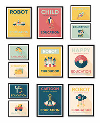 Fototapeta premium Toy poster flat banner design flat background set, eps10