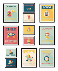 Toy poster flat banner design flat background set, eps10