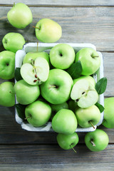 Juicy green apples, close-up