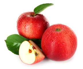 Ripe red apples isolated on white