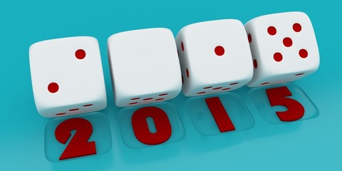 2015 Merry Christmas and Happy New Year ,3d render of a white di