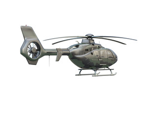 Fototapeta na wymiar Military helicopter on white background