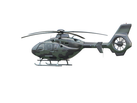 Military helicopter on white background