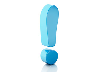 blue exclamation mark 3d illustration