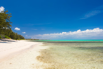 Perfect white beach with turquoise water at ideal island