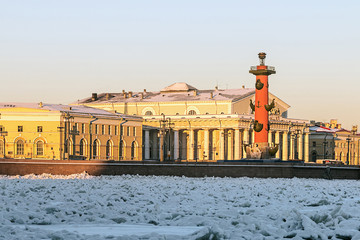 View of Saint Petersburg. Spit of Vasilievsky Island in winter