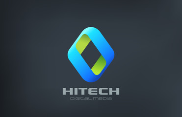 Fototapeta premium Rhombus Abstract Media Logo design vector. Hitech icon