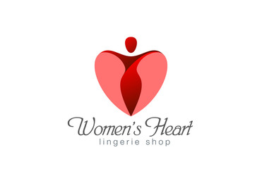 Lingerie shop logo design vector. Heart Valentine day
