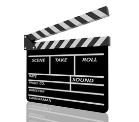 Clapper board on white background
