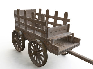 Fototapeta na wymiar Wooden Cart in 3d