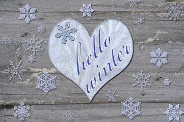 snowflake  on  wood background