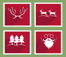 Set of elements for Christmas and New Year greeting cards