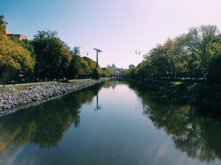 Royal palace from Manzanares river in Madrid Rio