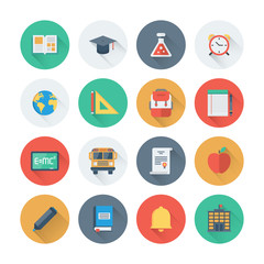Pixel perfect education items flat icons set