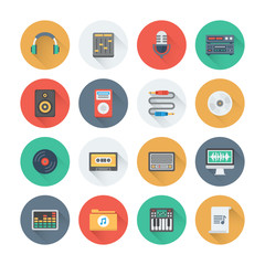 Pixel perfect sound flat icons set