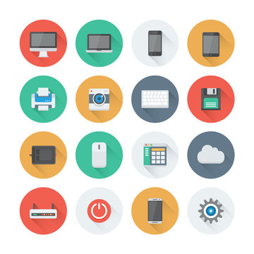 Pixel perfect electronic devices flat icons