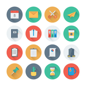 Pixel perfect office tools flat icons