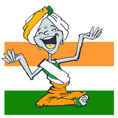 funny indian yogi, cartoon style