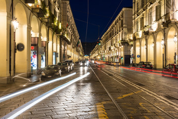 Fototapeta na wymiar The Po street by night, Turin