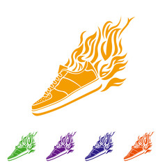 Obraz premium illustration with silhouette of running shoe icon background