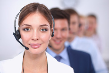 Attractive Smiling positive young businesspeople and colleagues