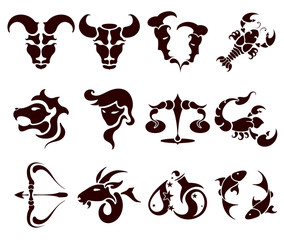 stylish set of zodiac signs, vector illustration