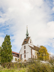 Fototapeta na wymiar Basel, Kirche, St. Chrischona, Herbsttag, Herbst, Schweiz