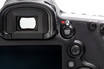 Professional modern DSLR camera - detail of the top LCD