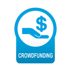 Etiqueta app abajo azul redonda CROWDFUNDING