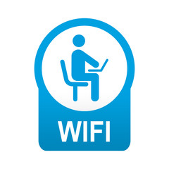 Etiqueta app abajo azul redonda WIFI