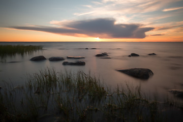 Sunset over the baltic sea, beautiful summer scene