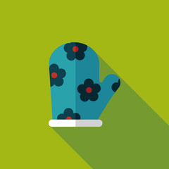 kitchenware oven mitts flat icon with long shadow,eps10