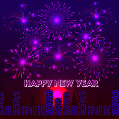 Happy New Year with fireworks background vector illustration