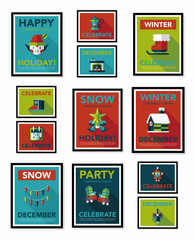 Christmas poster flat banner design flat background set, eps10