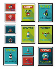 Christmas poster flat banner design flat background set, eps10